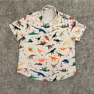 Colorful Dinosaur Print Button Down Shirt